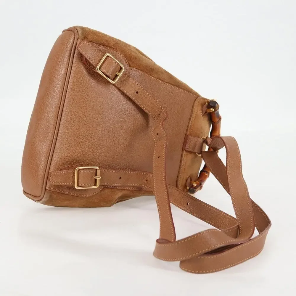 Gucci Bamboo Suede Backpack Brown